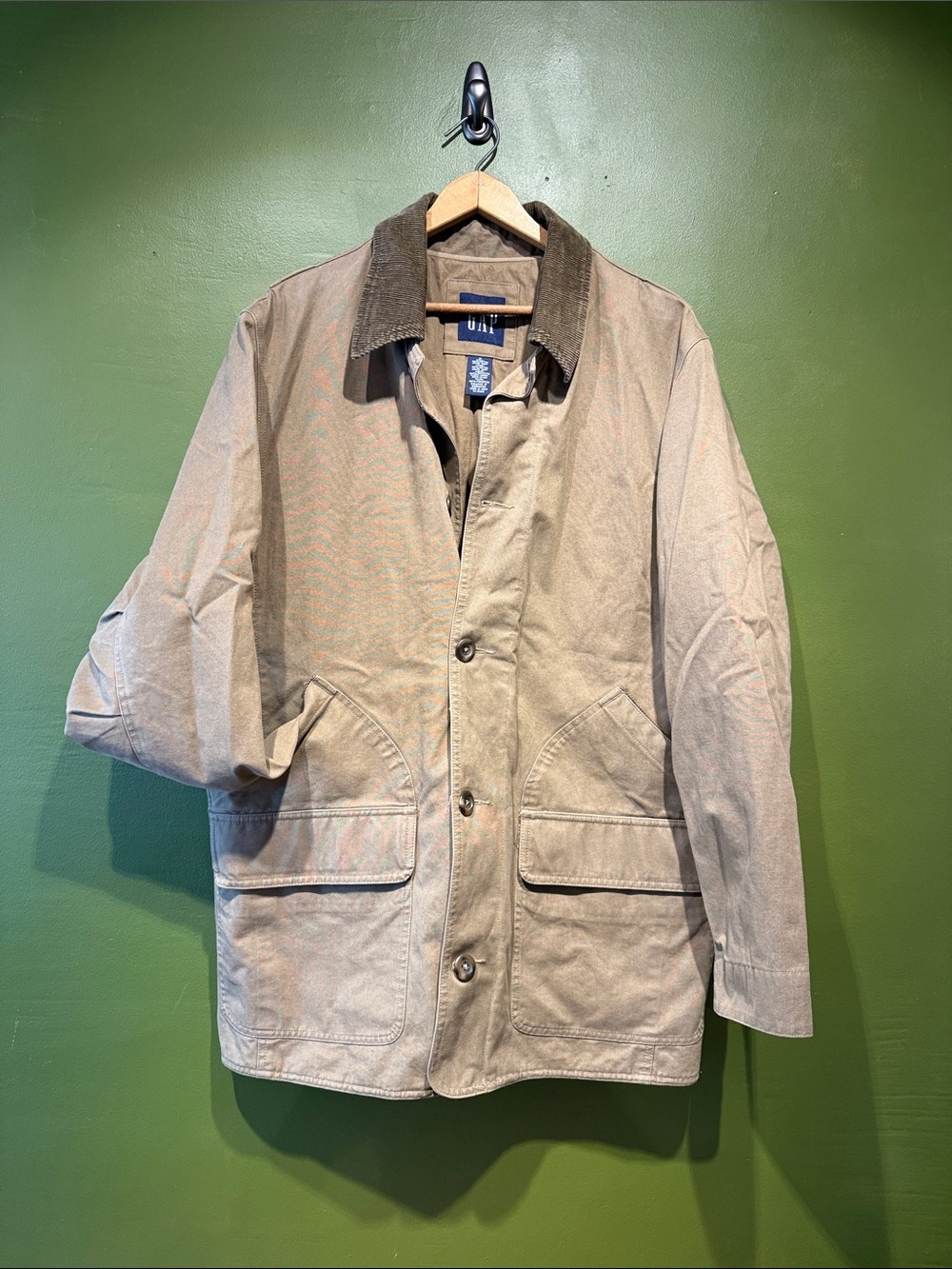 Vintage Gap Men's Brown Cotton Field Jacket with Corduroy Collar